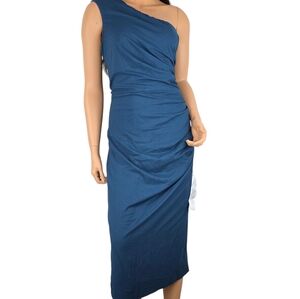 Dress The Population Martine Dress One Shoulder Peacock Size XL